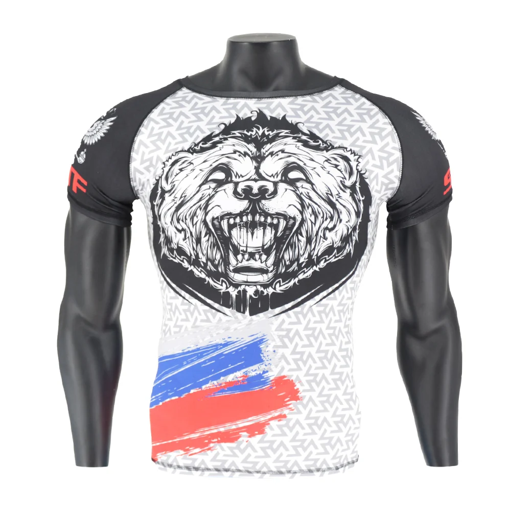 

SOTF Mma White Tiger Printing Breathable Mma Shirt Boxing Jerseys Muay Thai Kickboxing T Shirt Rashguard Men Compression Cheap
