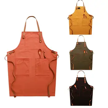 

2020 New Fashion Canvas denim Chef Aprons for Kitchen BBQ Cooking Kitchen Apron For Woman Men Aprons Custom Logo Baking bib