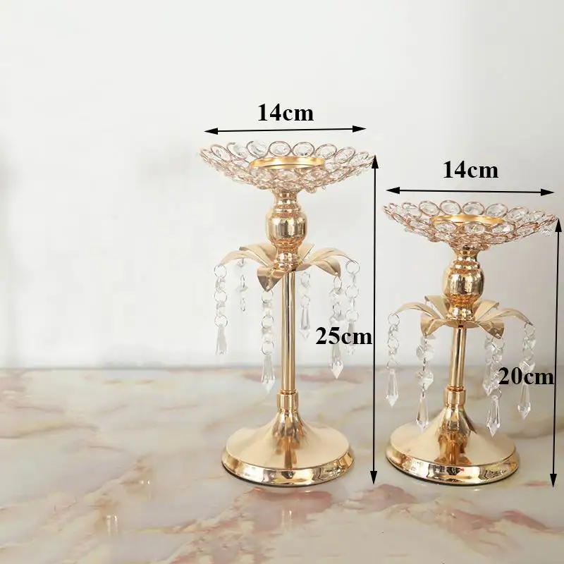 1pc 20cm 1pc 25cm Арахисовый Золотой хрустальный подсвечник, свадебное украшение, стол, центральные канделябры, для дня рождения, для вечеринки, держатель для цветочной вазы, домашний декор - Цвет: 1pc 20cm 1pc 25cm