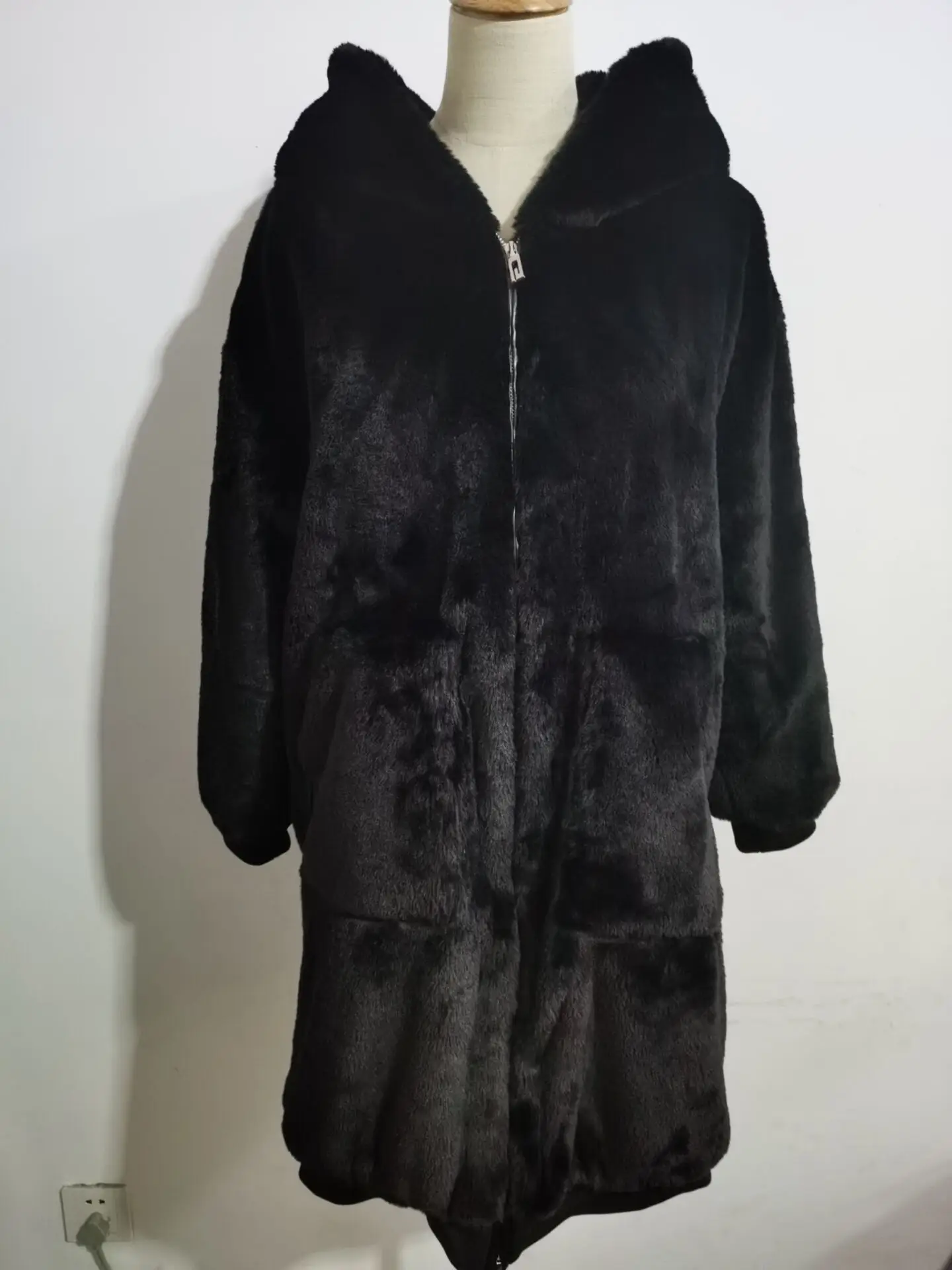 Oversized Winter Warm hooded Large size Long Solid