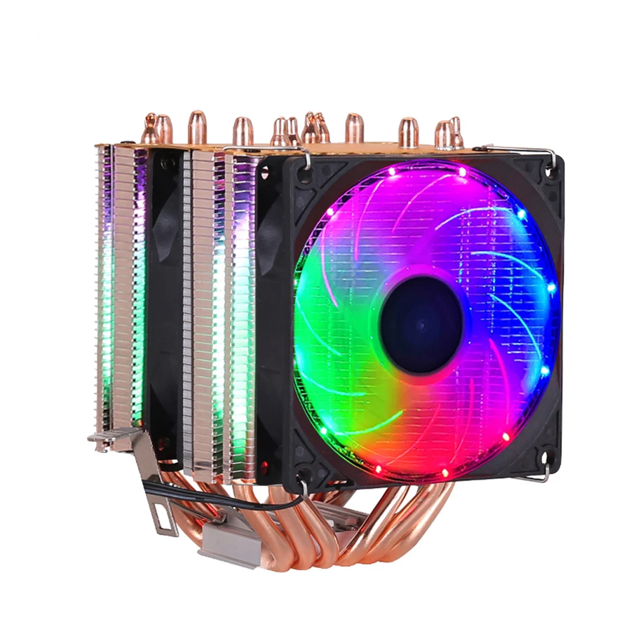 

Intel and AMD CPU cooler with 6 heat-pipes dual-tower cooling 9cm RGB fan support 3 fans 3PIN CPU Fan