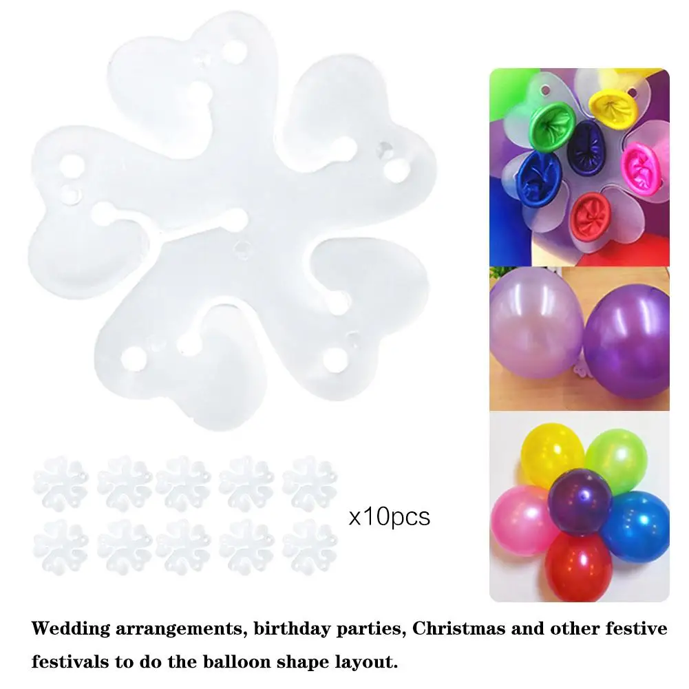 

10PCS 5 In 1 Plum Blossom Shaped Balloon Clip Flower Shape Sealing Clip Happy Birthday Party Wedding Balloons Party Decoration