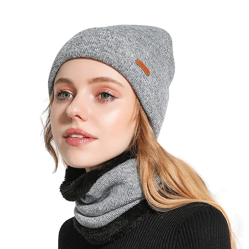 BEFORW новая зимняя Для женщин шеи теплые, вязаные модные шляпа Sscarf набор Толстая теплая удобная обувь в стиле Для женщин геометрический шапки-бини