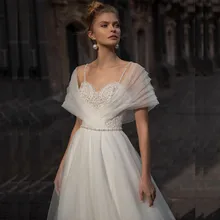 

Sexy Backless Criss-Cross Sweetheart A-Line Weddding Dresses Appliqued Spaghetti Straps Long 2022 New Arrival Bridal Gown