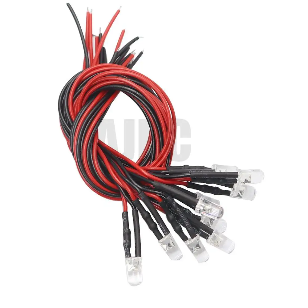10개 3mm 5mm 3v-12v LED 라이트 빨간색 흰색 노란색 1/10 RC 크롤러 자동차 Traxxas Trx4 G63 Axial Scx10 D90 D110 Rgt Hsp Yikong 용