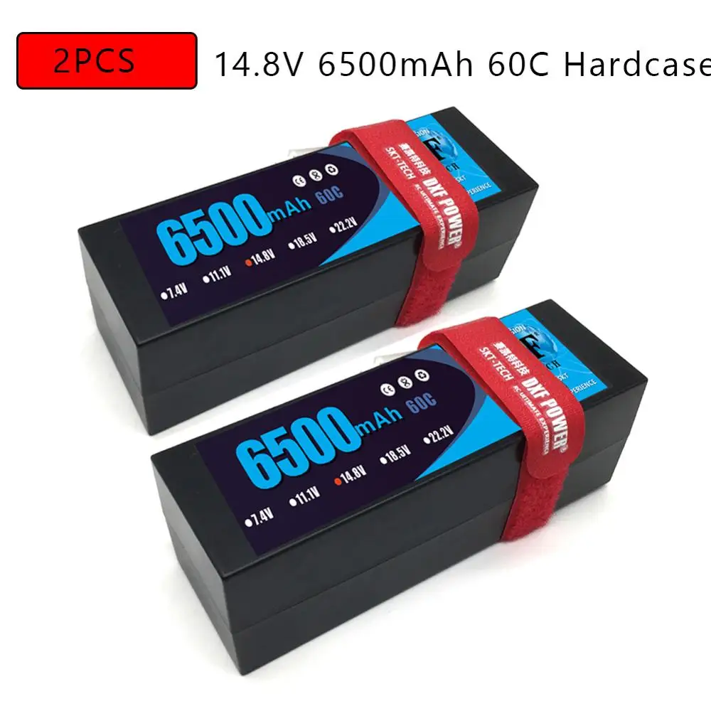 Tanie DXF 7.4V 14.8V 2S 4S 6500mAh 5200mAh 50C 60C Max 100C 120C bateria lipo 2S 4S twardy futerał dla 1 8 1 10 RC Model samochodu Slash Emaxx