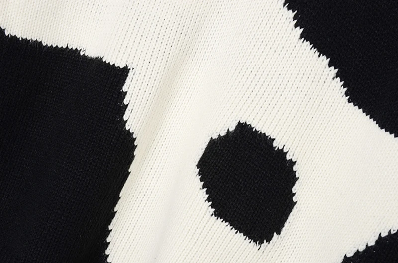 [EAM] Black Pattern Big Size Knitting Sweater