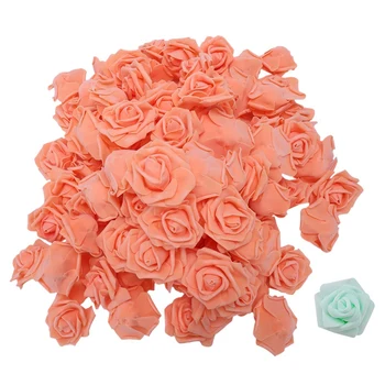 

200 Pcs / Bag High Quality 6Cm Foam Rose Heads Artificial Flower Heads Wedding Decoration(100 Pcs Mint Green & 100 Pcs Orange)