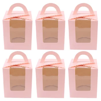 

50Pcs Cake Boxes Creative White Card Portable Practical Cake Boxes Cupcake Packing Box Muffin Box for Store Party