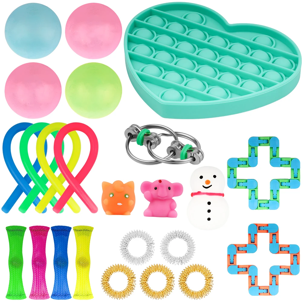 Juguetes antiestrés para adultos y niños, juguete antiestrés, Cuerdas elásticas de malla, alivio de mármol, regalo, alivio sensorial antiestrés, 24 Uds., #20