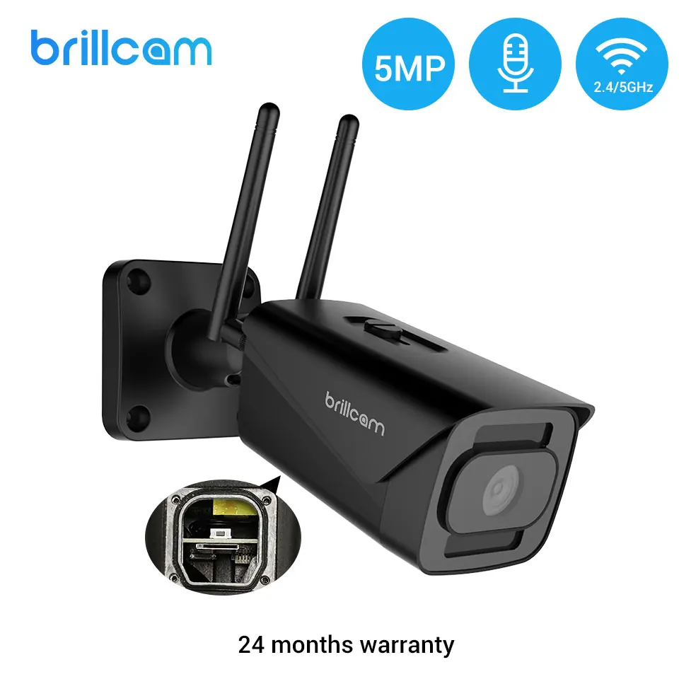 Brillcam 5MP IP Camera Wifi Outdoor IP67 IR Night Vision ONVIF Wireless CCTV Camera Motion Detect Security Smart Wifi Camera IP