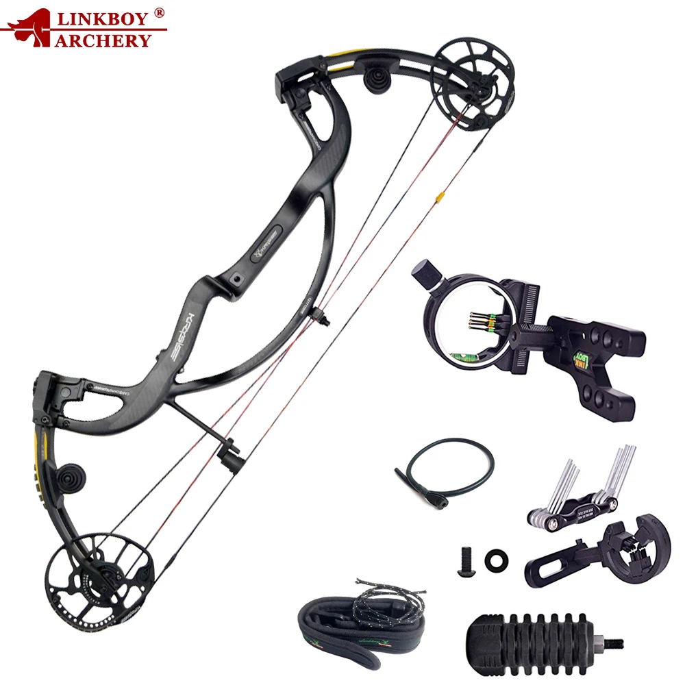 

Linkboy Archery Pure Carbon Fiber Compound Bow Predator 2 Generation 50-65lbs Compound Bow Set for Hunting Shooting