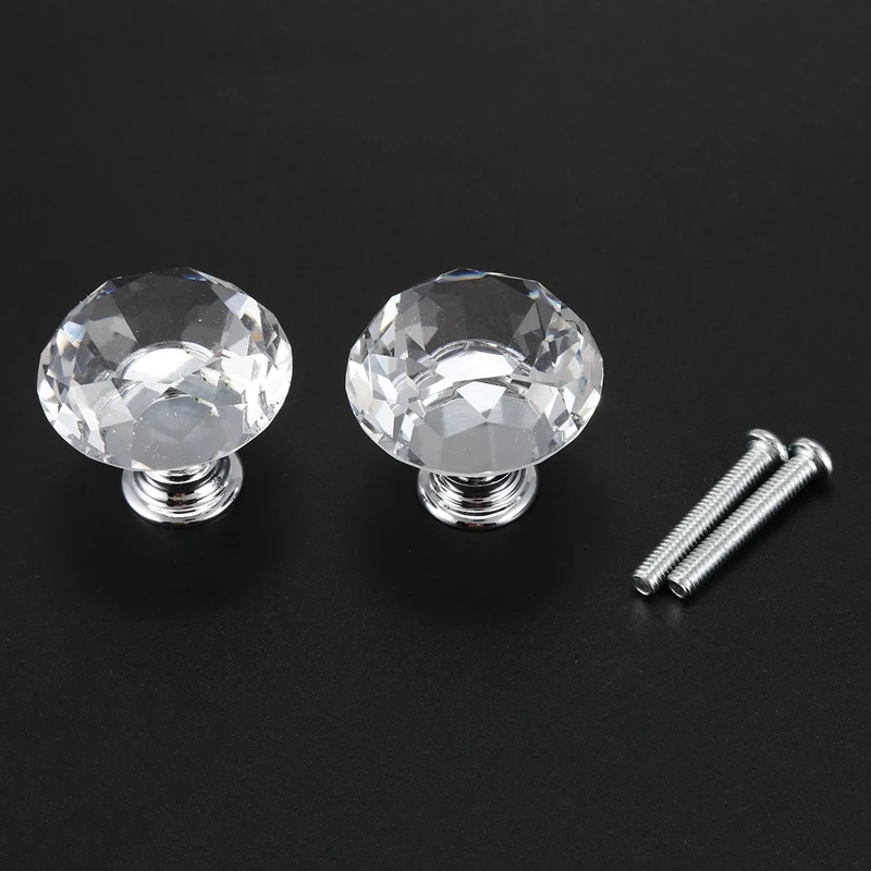 2 шт. белая прозрачная кристальная дверная ручка кнопочный ящик для шкафов