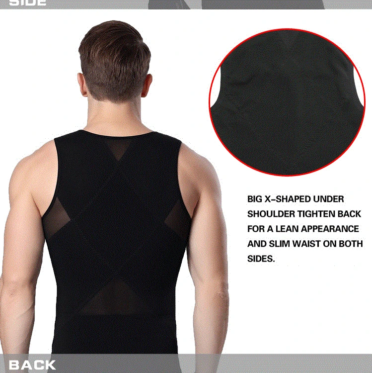 Aismz Men Waistcoat Zipper Body Shaper Vest Shapewear Slimming Belt Waist Control Shaper corrective Underwear Vest for Man