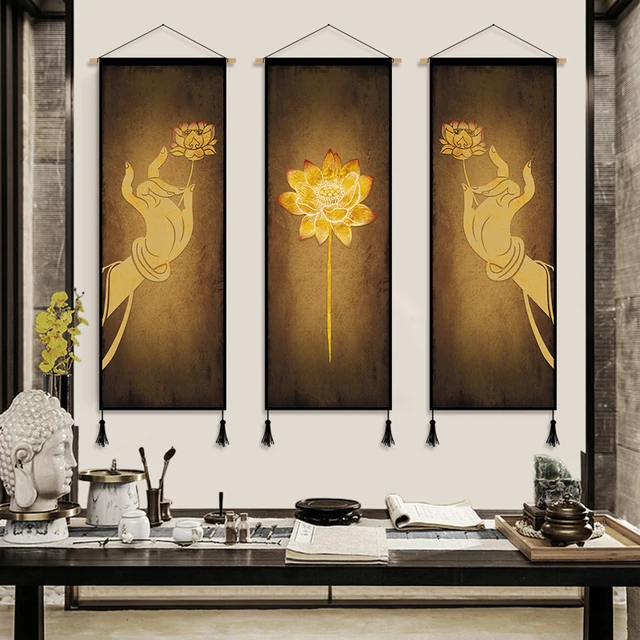 Toile avec bouddha Lotus Zen, peintures à défilement, affiche