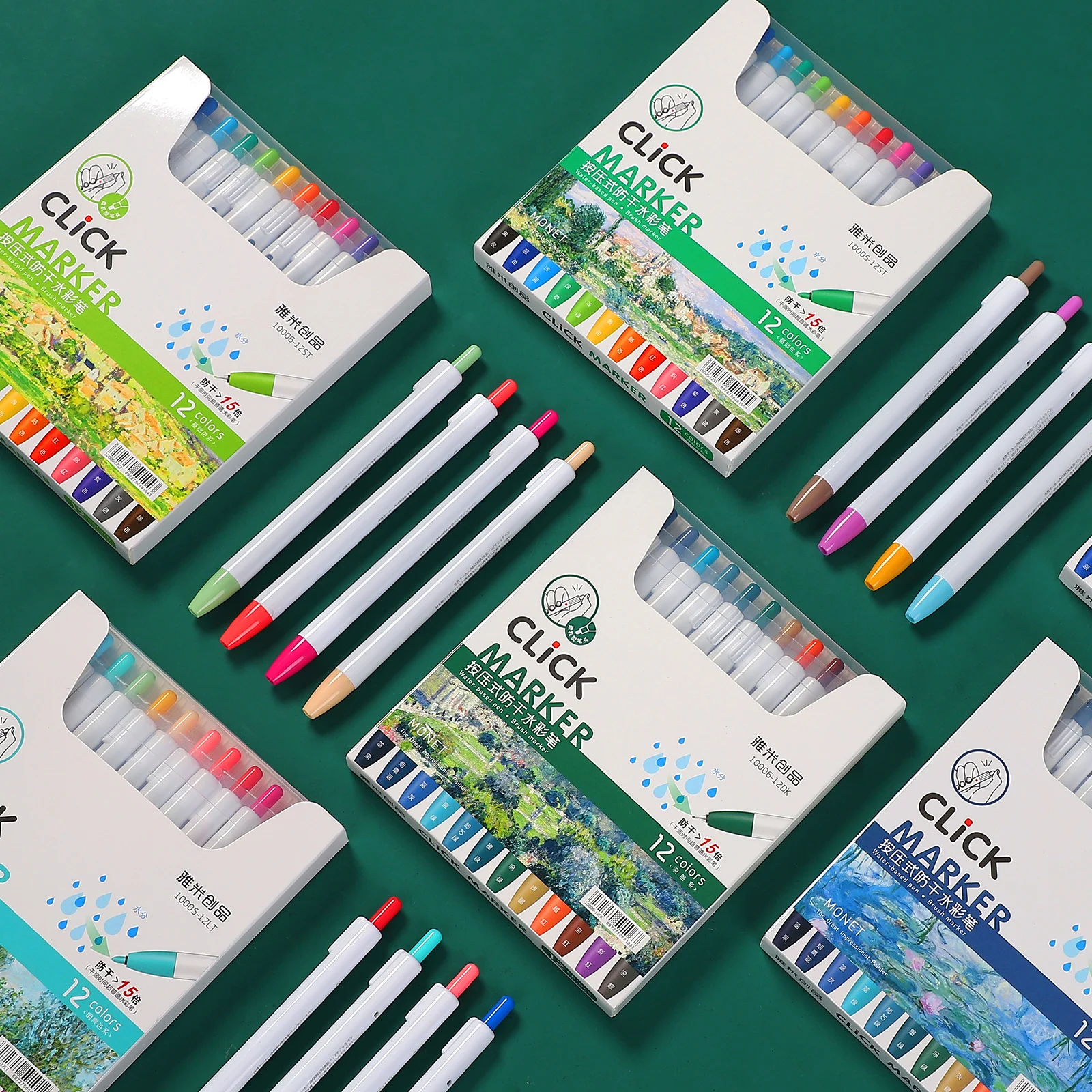 JIANWU 12 Pcs/Set Press Anti-dry Watercolor Pen Creative Student Fluorescent Kawaii Marker Drawing Set School Supplies | Канцтовары для