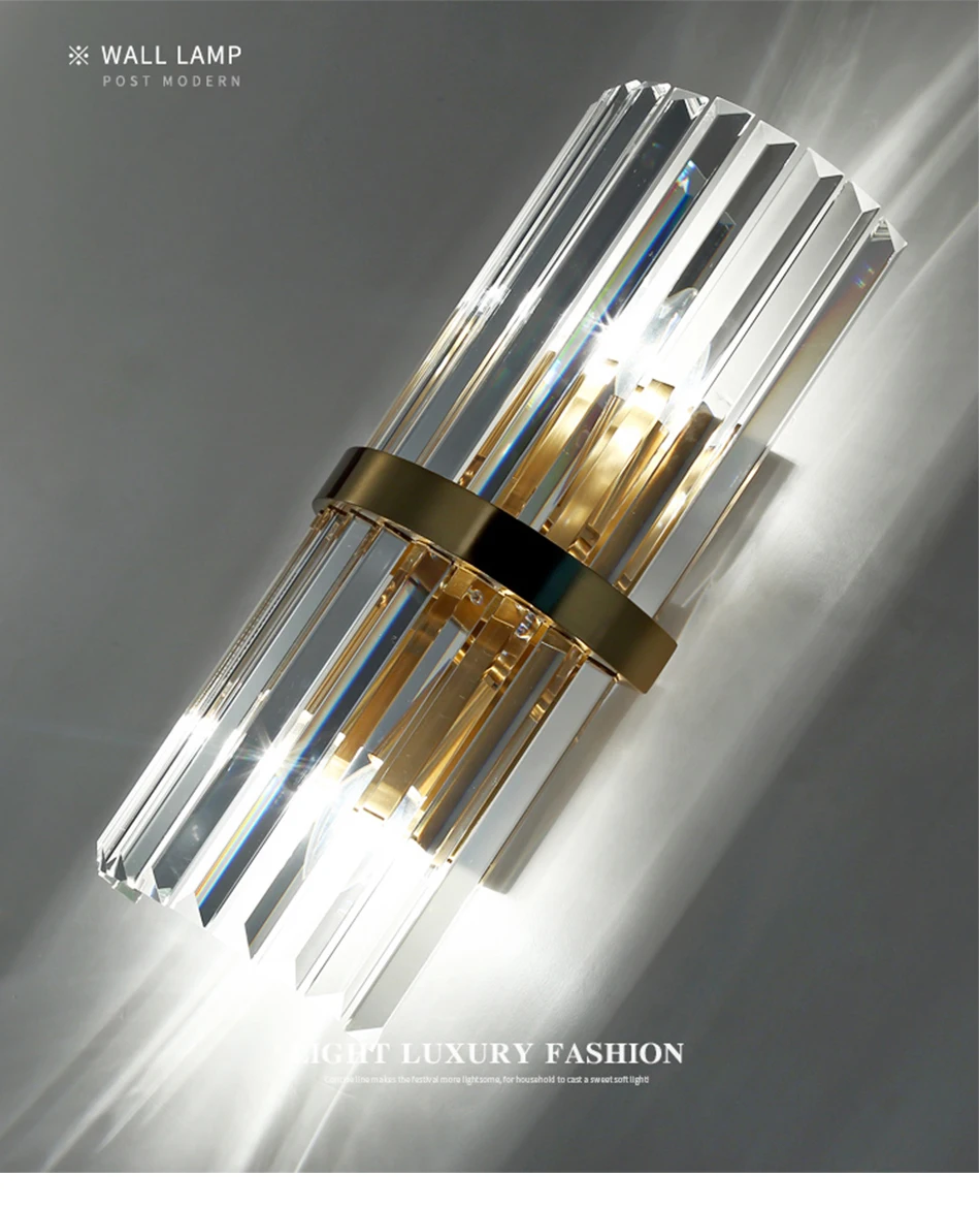 Роскошный лаконичный стиль цилиндр золотой кристалл настенный светильник настенное освещение для спальни гостиной прикроватная ТВ-стена