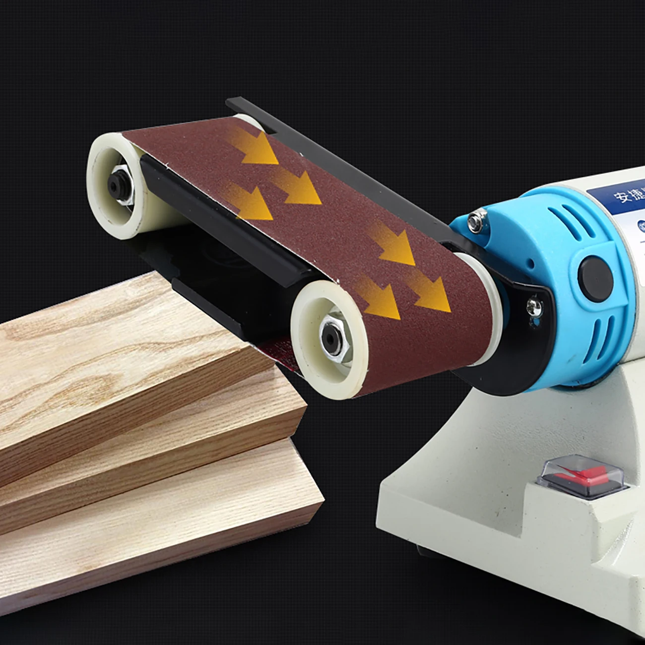 Mini Sander Grinder Table Abrasive Belt Head Sand Belt Band Multifunctional Polishing Machine Table Grinding Metal Woodworking Grind Machine DIY