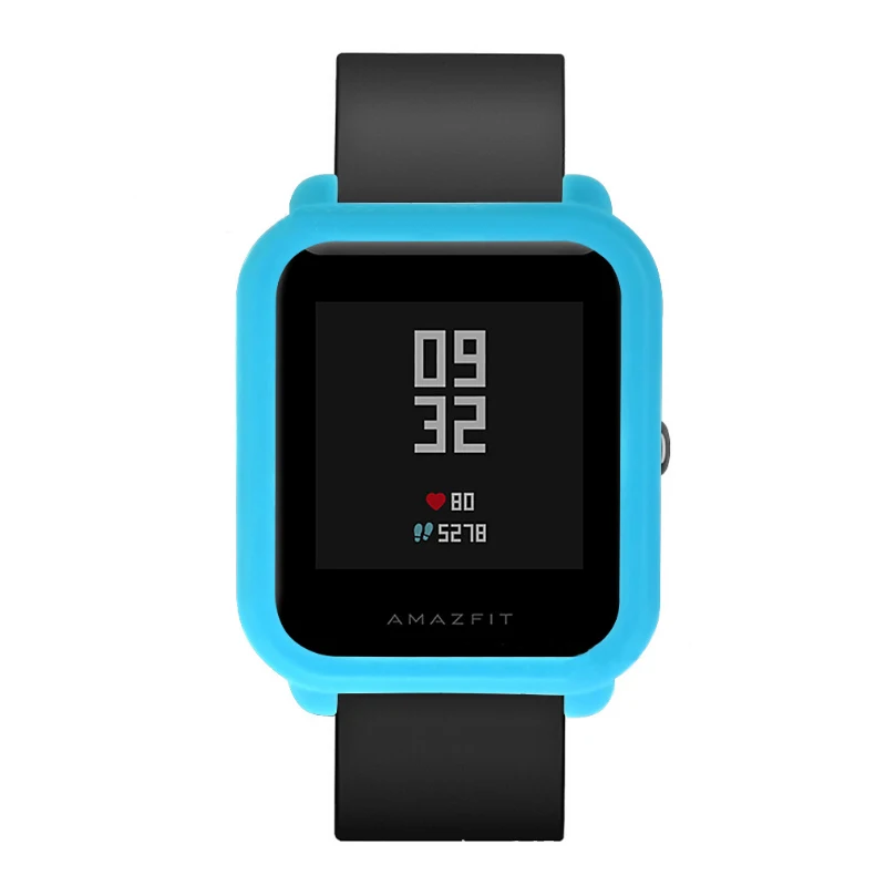 Aland Solid Color Silicone Dial Protective Cover Bumper for Xiaomi Huami Amazfit Bit Black 