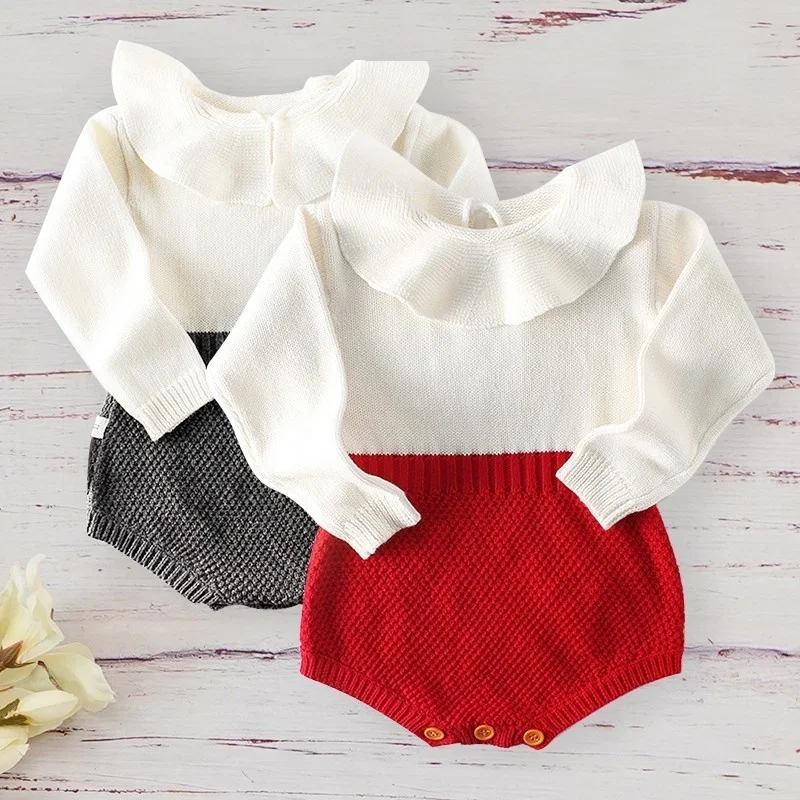 Baby Girl Long Sleeve Knit Romper 2019 Winter Christmas Knitting Wool Jumpsuit For Newborn Kids Toddler Children Outfit Clothing | Детская