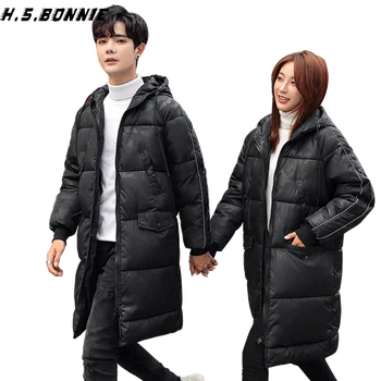 

2019 New Fashion down Cotton Winter Jacket Mens And Ladys A Couple Style Warm long Outdoor Parkas Thick Winter Hooded Jacket