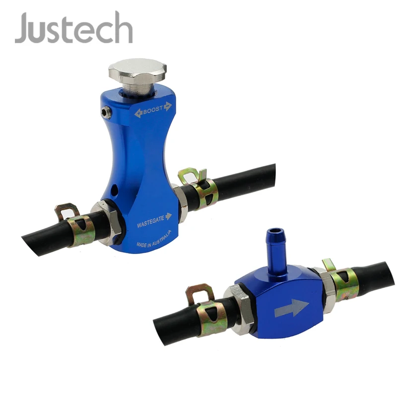 

Justech Blue Turbo Boost Controller Turbocharger Boost Bleed Valve Aluminum Alloy Adjustable Universal Car Manual Controller