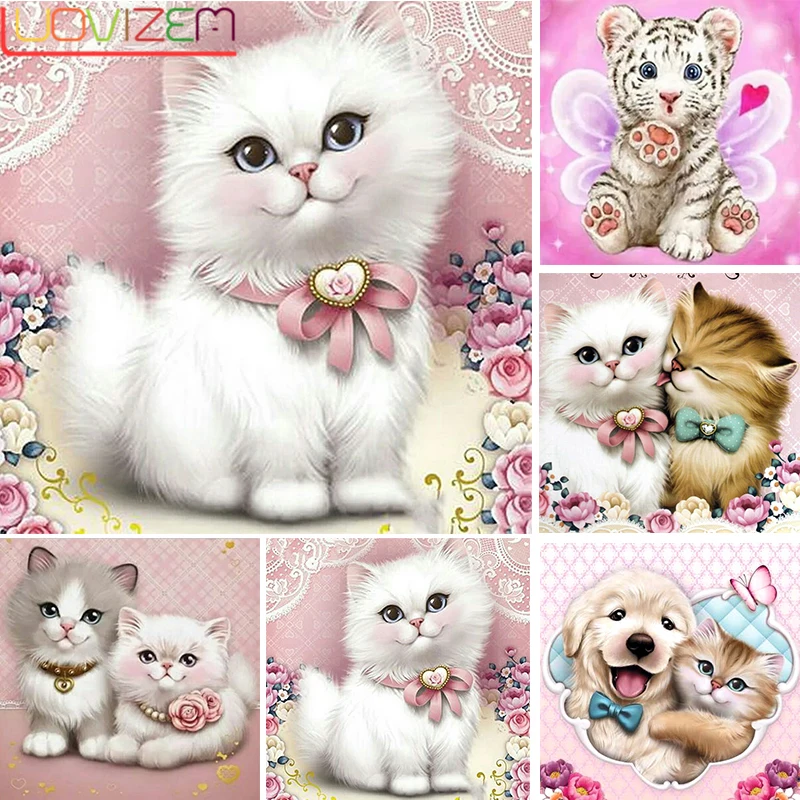 

5d Diamond Painting Cat Full Round Cartoon Animal Diamond Embroidery Rhinestone Picture Diamond Mosaic Dimond Needlework