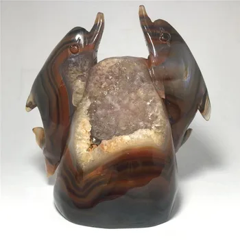 

Wholesale High Qualite Hand Carved Agate Dolphin For Home Decoration PP