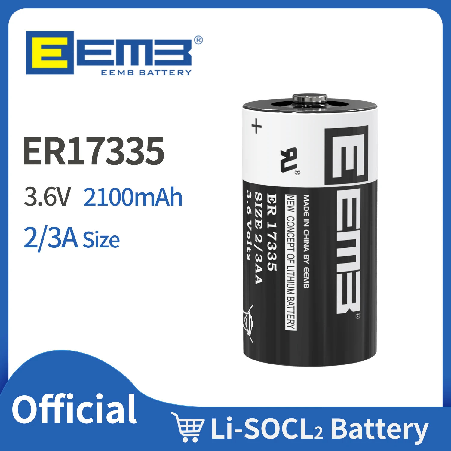 EEMB 2/3A 3 6 V литиевая батарея ER17335 батареи 2100mAh неперезаряжаемая для GPS монитора