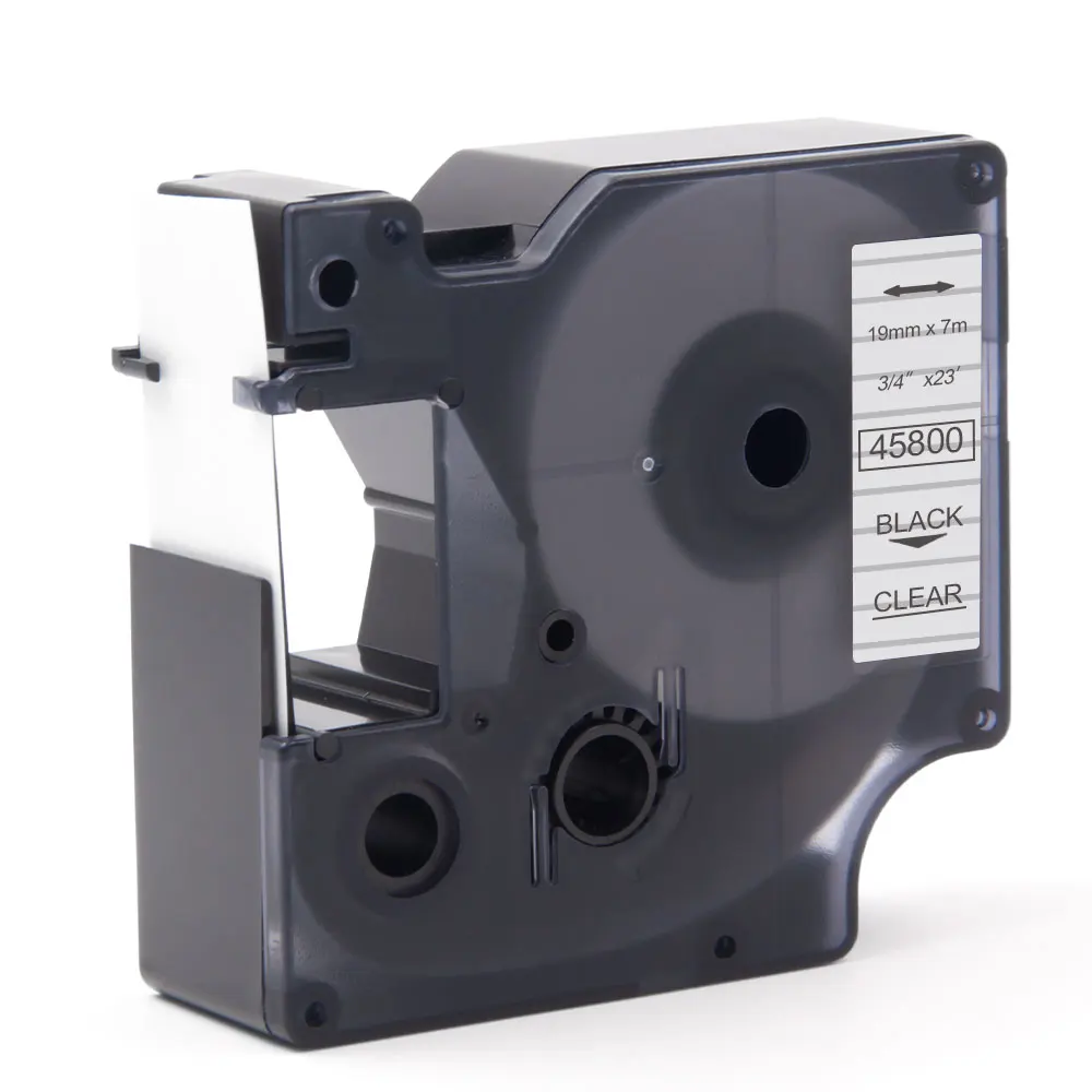 Absonic 10PK 45800 картридж этикетировочная лента совместимый для DYMO D1 LabelManager 200 300 350 360D 400 420P 450 черный на прозрачном 19 мм