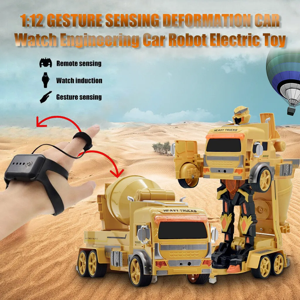 

1:12 Gesture Sensing Deformation Car Watch Engineering Car Robot Electric Toy USB Charging RC Cars H1114