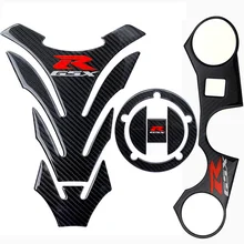 For SUZUKI GSXR1000 GSX-R1000 K7 2007 2008 Motorcycle Carbon Fuel Tank Cap Sticker Tank Pad Fork Triple Tree Upper Clamp Decal