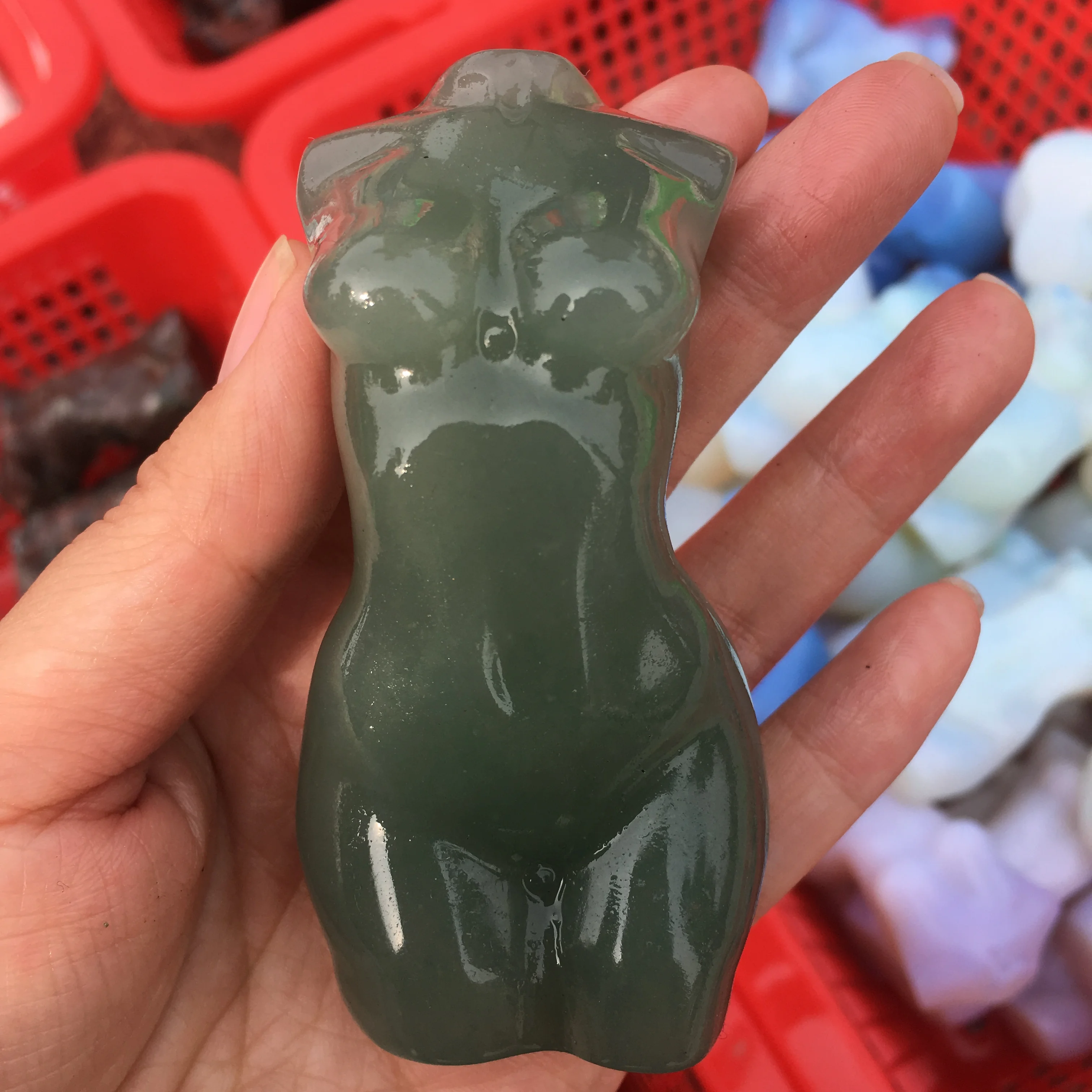 Natural  Aventurine Quartz Model Carved Woman Nude  Aventurine Crystal Handicraft Gemstone Ornament Energy Decoration Gift 5