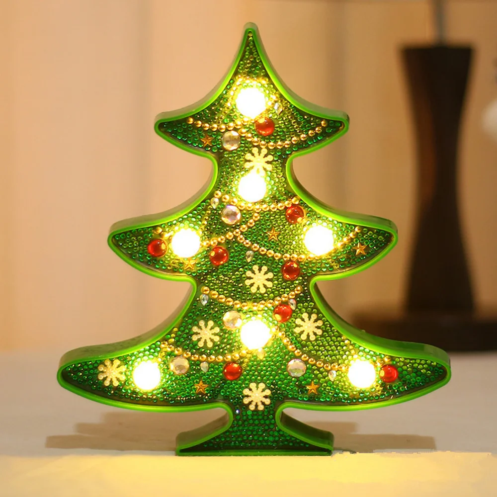 5D DIY алмазная живопись светодиодный светильник Рождественская елка Снеговик Ночник рождественские подарки Домашний декор AA Питание от батареи