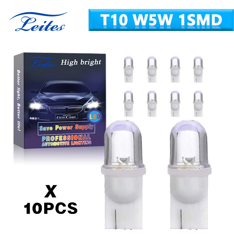 10PCS T10 W5W 168 194 501 1smd LED Light For Car 12V Auto Wedge Side
