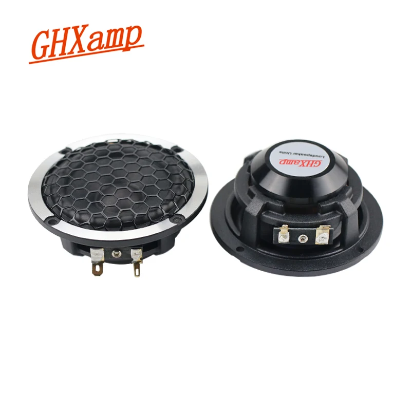 GHXAMP 3-дюймовый Автомобильный Среднечастотный динамик, ватная раковина шестиугольная сетка 91, алюминиевая рама для раковины, Полнодиапазонный динамик с крышкой