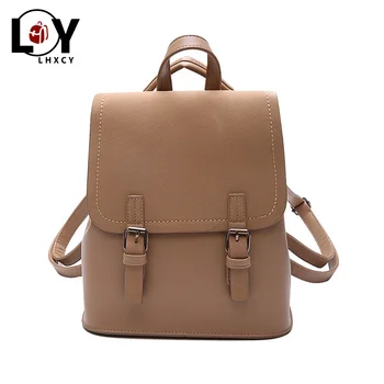 

New Women Leather Patchwork Pu Backpackfashion Black Multifunction Student Travel Portable Box Soft Surface Solid Color Backpack