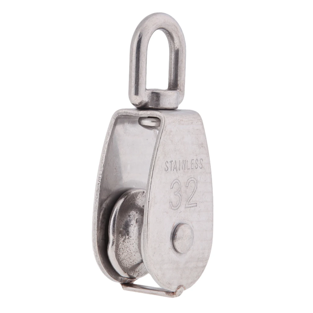 M15 M32 Single Pulley Sheave Block Swivel Eye - 304 Stainless Steel Hardware