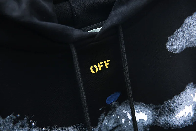 Off-white ow Высокое качество черный плюс бархат брызг пятнистый пальто для женщин и мужчин Толстовка