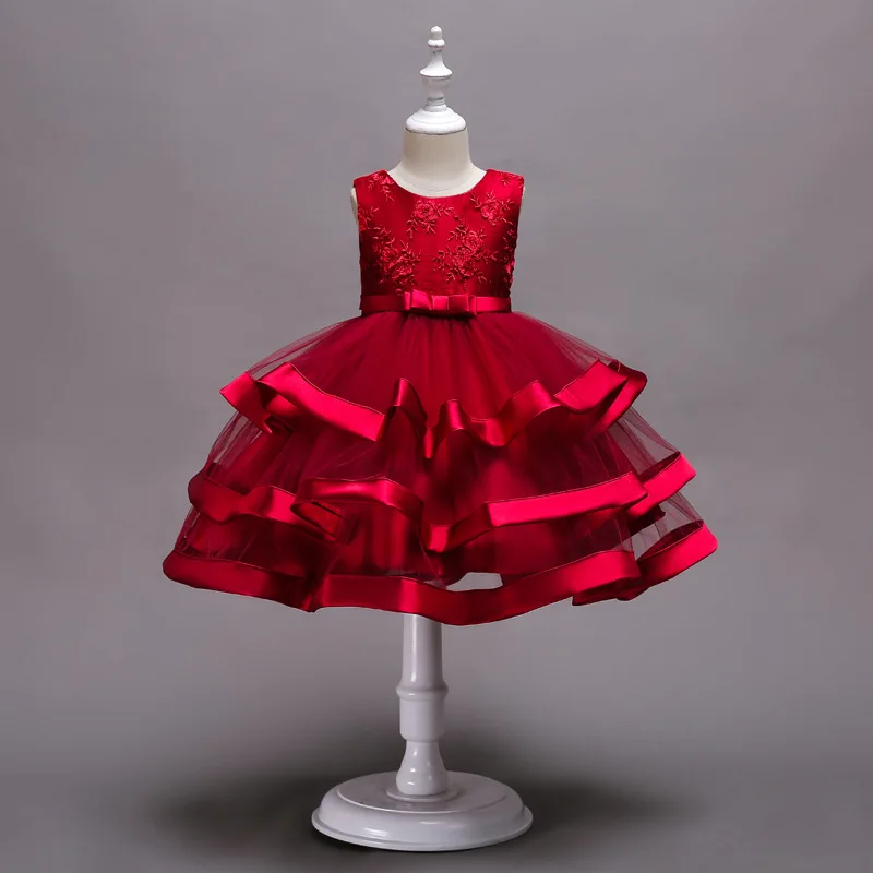 Летнее платье принцессы с фатиновой юбкой для девочек платье с цветочным узором для девочек Рождественская одежда на День святого Валентина праздничное платье на свадьбу для маленьких девочек