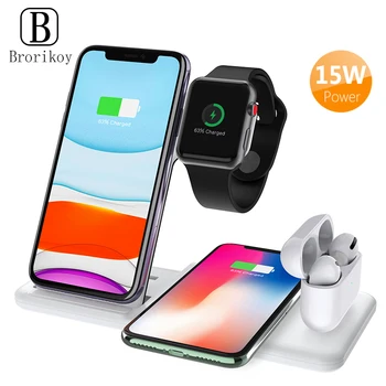 

4 in 1 Wireless Charger 15W Fast Charging for iPhone 11/11pro/X/XS/XR/Xs Max for Apple Watch 5 4 3 2 1Airpods Pencil Pad