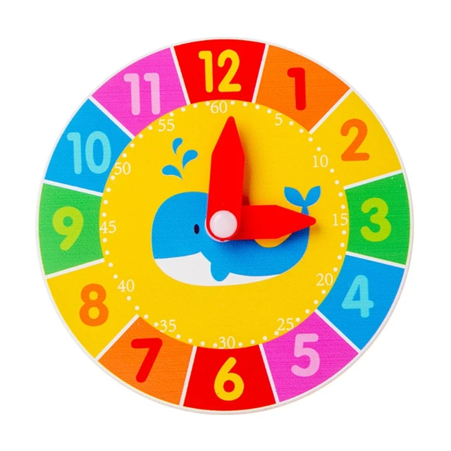 Wooden Shape Color Sorting Clock- Teaching Time Montessori Early Learning Educational Toy Gift for Toddler Baby Kids 4
