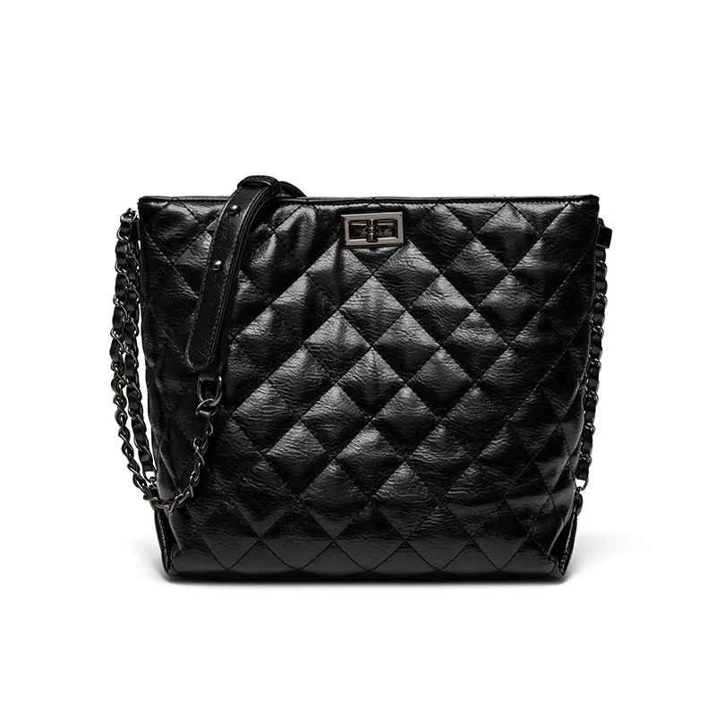 Fashion Women Rhombus Chain Bag 2020 New Classic Ladies Zip Diamond Bag Stray Bucket Bag Woman Leather Shoulder Messenger Bag
