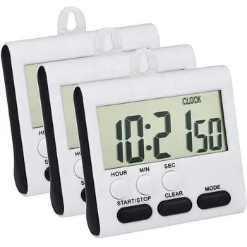 

3 Pack 24 Hours netic Kitchen Timers With Digital Alarm Clock Timer, Loud Alarm And Big Sn