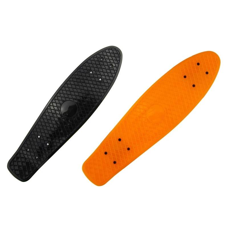 2 Pcs 22.5X 6 Inch Skateboard Plastic Fish Banana Skating Board Decks Deck-Orange & Black | Спорт и развлечения