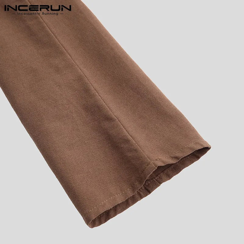 INCERUN Men Retro Shirts Long Sleeve Printed Vintage Casual Shirts Men Cosplay Long Tops