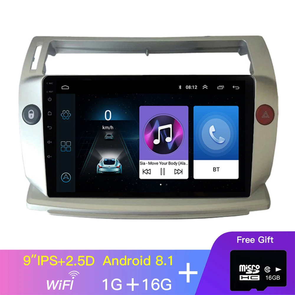 1G 16G with WIFI EKIY 9 ''ips 2.5D Android 8,1 Автомагнитола для Citroen C4 C-Triomphe C-Quatre 2004-2009 Автомобильный dvd-плеер автомобильный аксессуар 4G мультимедиа - Цвет: 1G 16G with WIFI