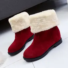 Женская зимняя обувь; теплые хлопковые женские зимние ботинки для студентов; женские зимние ботинки из флока на резиновой подошве; женские зимние ботинки на танкетке