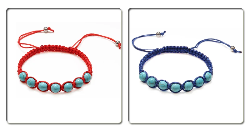 Браслет из натурального камня для мужчин Голубой Бирюзовый бисер Boho веревка плетеные браслеты для женщин ручной работы Плетеные браслеты ювелирные изделия pulseras