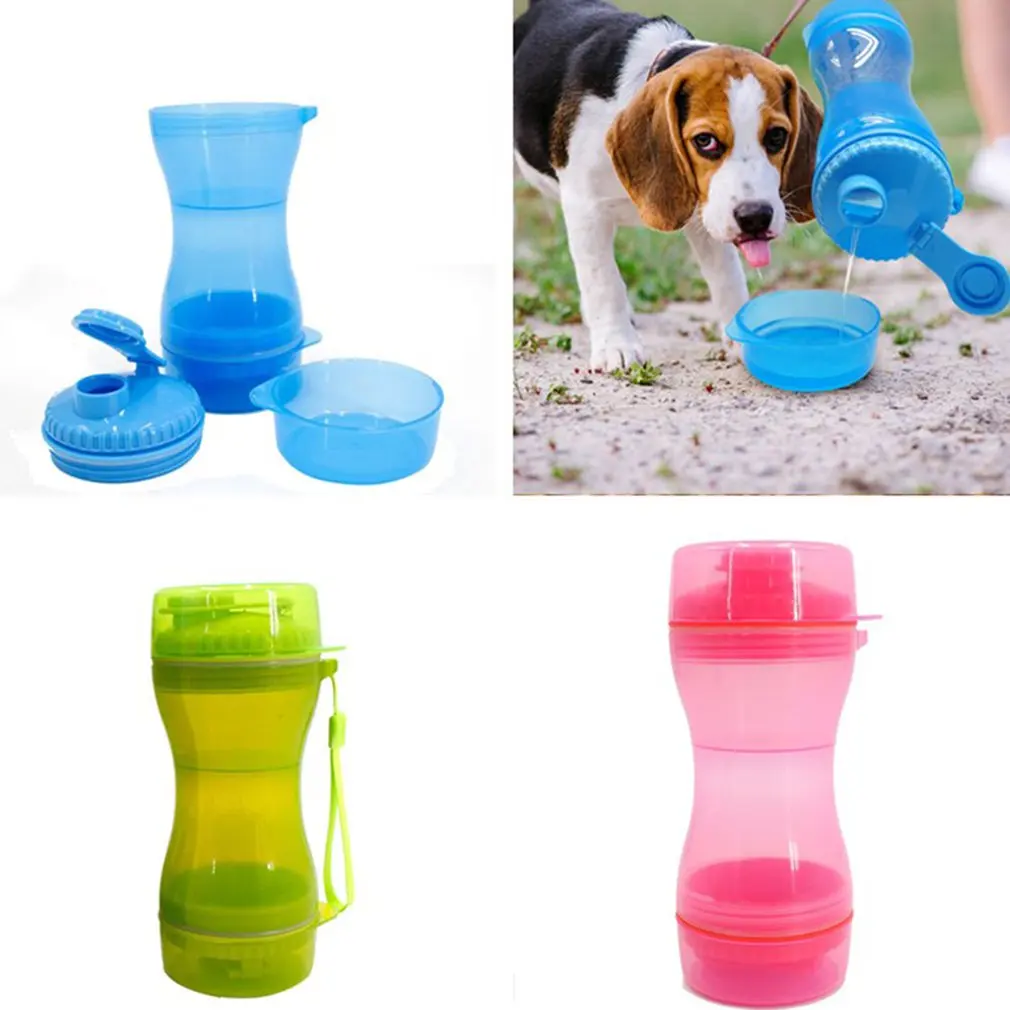 Pet Dog Dual Use Food Water Bottle Cup Portable Multifunction Double Chambe Hydration Bottle Container Outdoor
